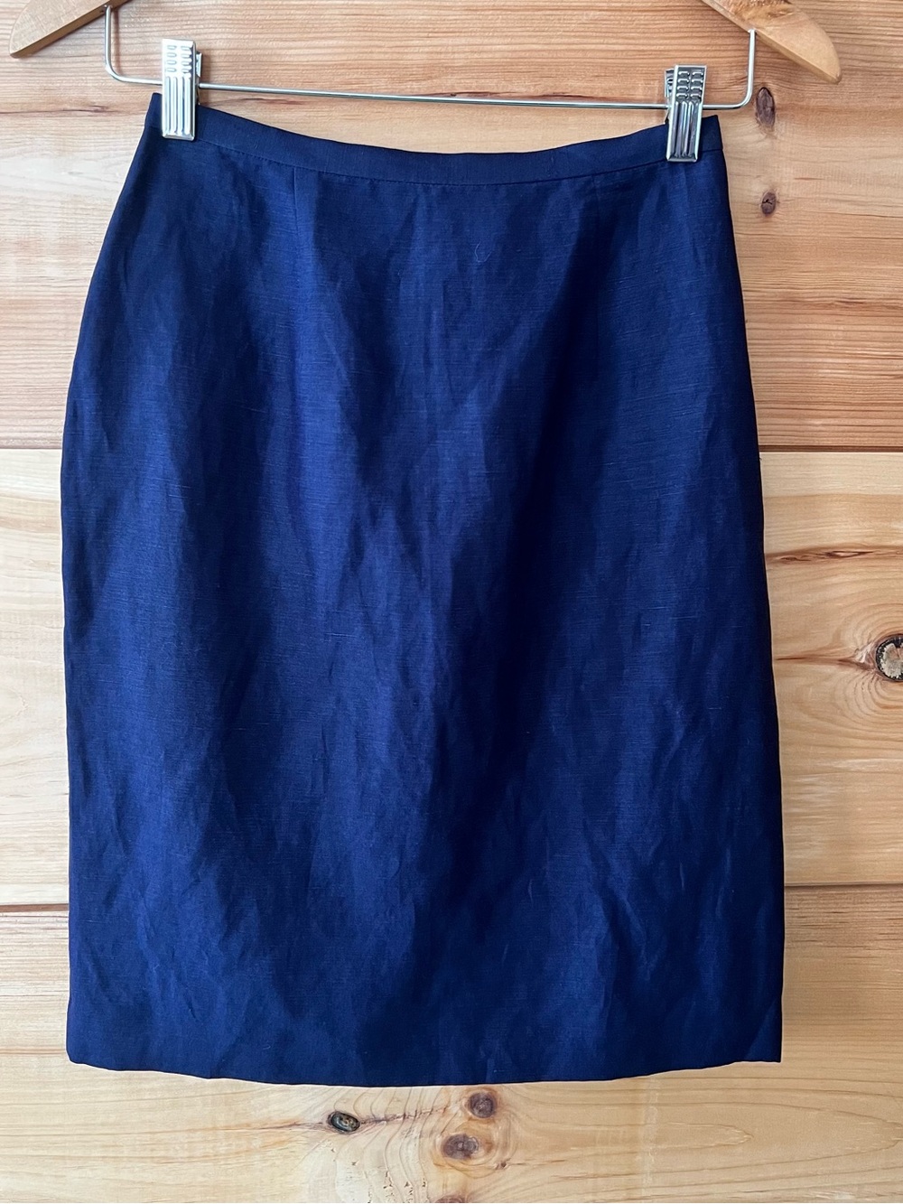 NWT Laura Ashley Navy Linen/Silk Blend Pencil Skirt Quiet Luxury Professional